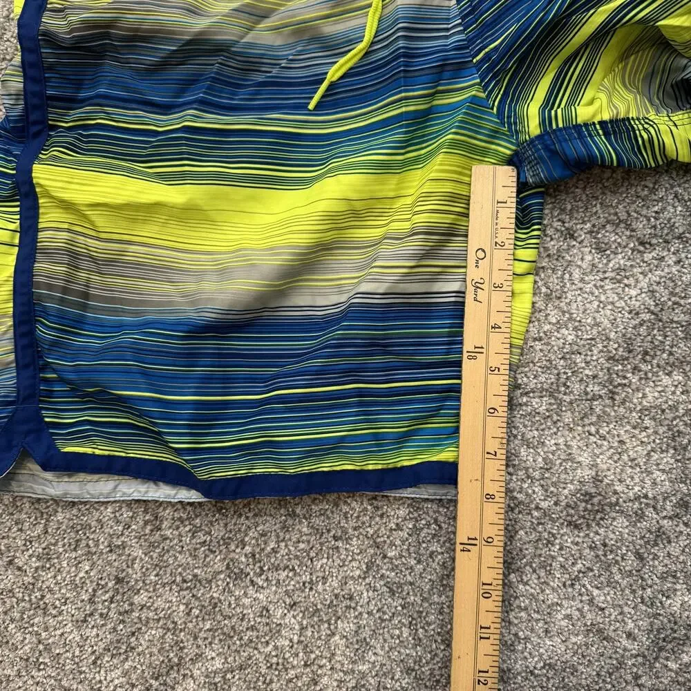 Nike Swim Trunks Mens Large Blue Yellow Striped Board Shorts Pocket Polyester